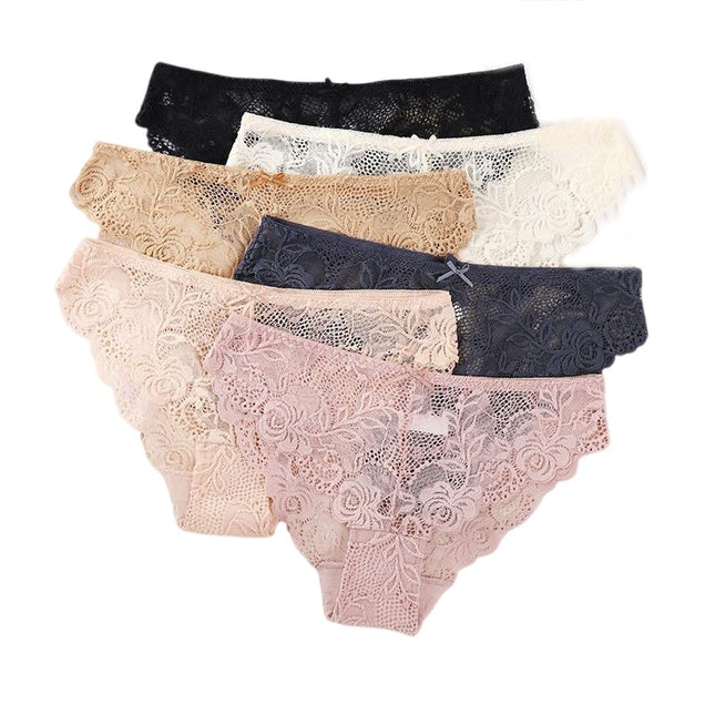 6 Pack Underwear Invisible Seamless Bikini Lace Panties for Women