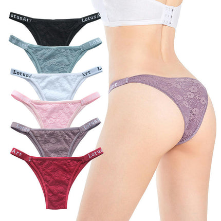 G-string Thong for Women Cotton Stretch Underwear T-Back Lace Low Waist Panties