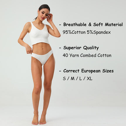 Women Low Waist Cotton Breathable Panties Stretch Briefs