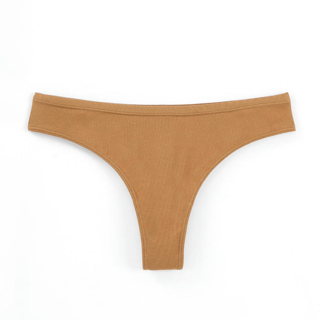 Women's Breathable Cotton Thong Panties No Show Underwear