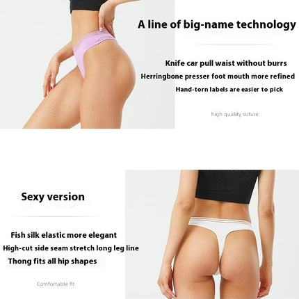 Women's Cotton Thong Breathable Panties Low Rise Underwear