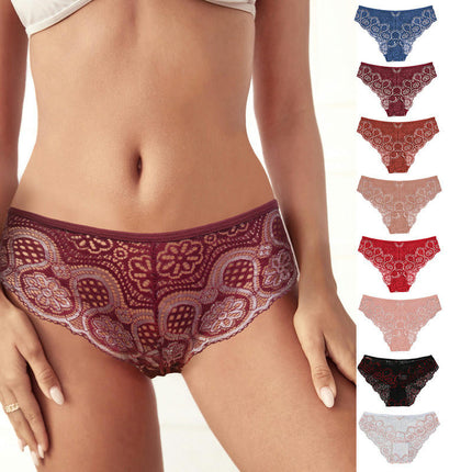 Women's Sexy Underwear Lace Panties Mid Waisted Breathable Brief