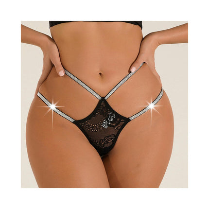 Women Glitter Thong Panties Low Rise Lace Thongs G String Bikini Briefs