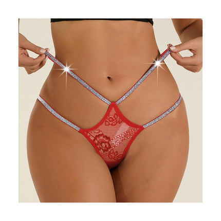 Women Glitter Thong Panties Low Rise Lace Thongs G String Bikini Briefs