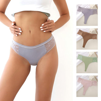 Women's Seamless Underwear Lace No Show Bikini Panties invisible Underpants