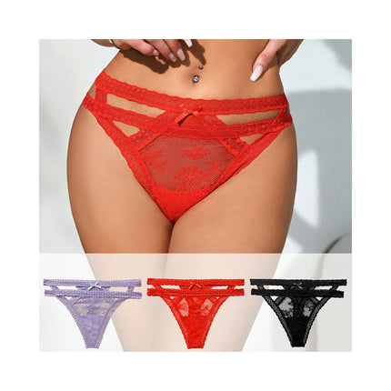 Lace Thongs for Women Sexy Underwear No Show T-back Panties 3 Pack