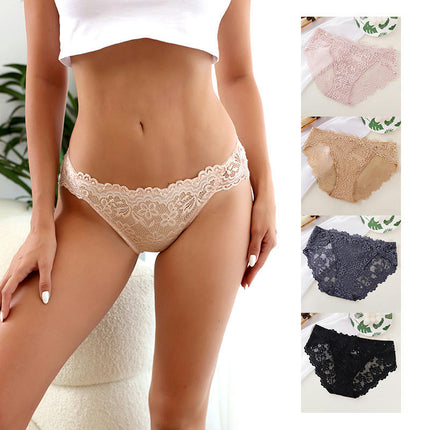 Women's Lace Underwear Breathable Panties Low Rise Soft Briefs 3 Pack