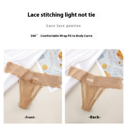 Thongs for Women Sexy Lace Underwear Low Waist Breathable Stretch T Back Thong Panties 3 Pack