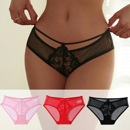 Women's Sexy Lace Underwear Hipster See Through Panties Pack of 3