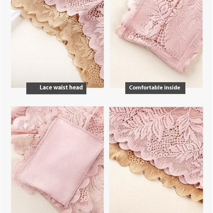 Women's High Waisted Lace Panties Sexy Boyshorts Full Coverage Panties 3 Pack