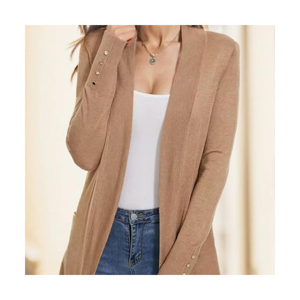 Women's Round Neck Slim Fashion Cardigan Jacket Loose Solid Color Knitwear