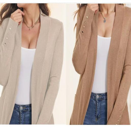 Women's Round Neck Slim Fashion Cardigan Jacket Loose Solid Color Knitwear