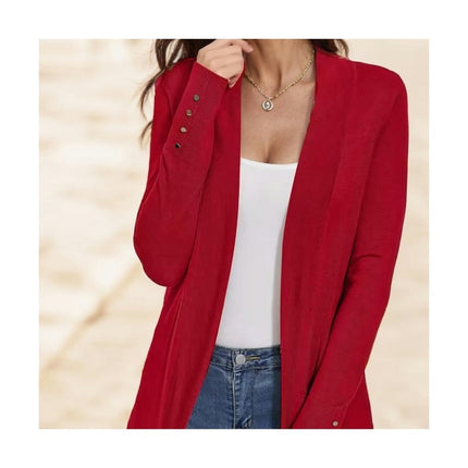 Women's Round Neck Slim Fashion Cardigan Jacket Loose Solid Color Knitwear