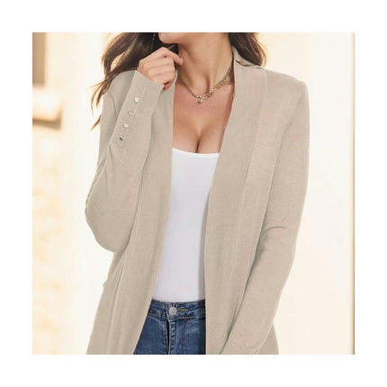 Women's Round Neck Slim Fashion Cardigan Jacket Loose Solid Color Knitwear