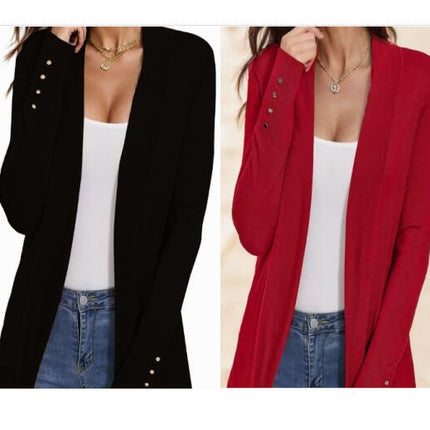 Women's Round Neck Slim Fashion Cardigan Jacket Loose Solid Color Knitwear