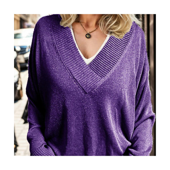 Women Sweater Deep V Neck Casual Tunic Tops Trendy Fall Winter Long Sleeve Pullover Sweatshirts