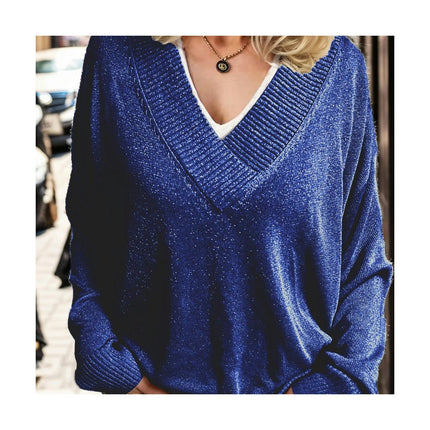 Women Sweater Deep V Neck Casual Tunic Tops Trendy Fall Winter Long Sleeve Pullover Sweatshirts