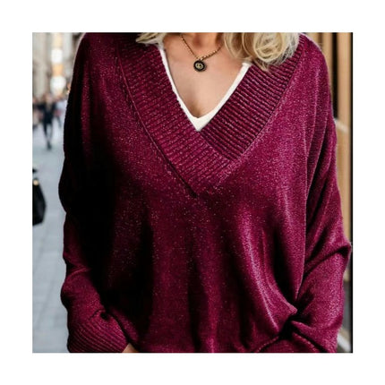 Women Sweater Deep V Neck Casual Tunic Tops Trendy Fall Winter Long Sleeve Pullover Sweatshirts