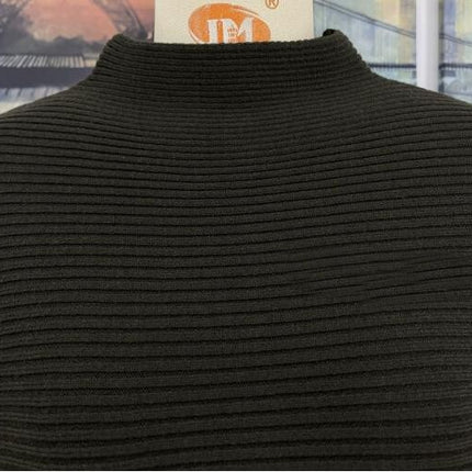 Women's Casual Long Sleeve Solid Color Mid-High Crew Neck Loose Pullover Knit Sweater Top