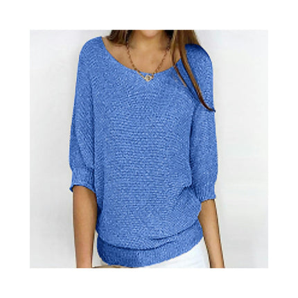 Women's 3/4 Sleeve Knit Crew Neck Pullover Top Commuter Elegant Air Conditioner Shirt