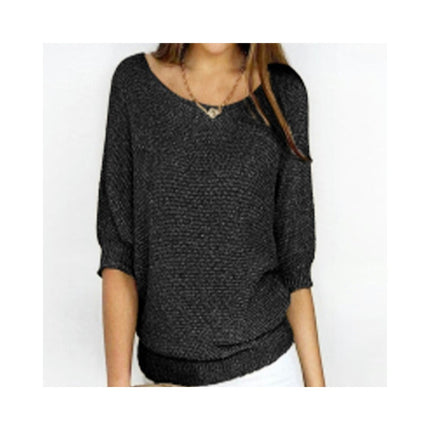 Women's 3/4 Sleeve Knit Crew Neck Pullover Top Commuter Elegant Air Conditioner Shirt