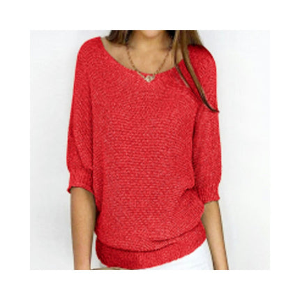 Women's 3/4 Sleeve Knit Crew Neck Pullover Top Commuter Elegant Air Conditioner Shirt