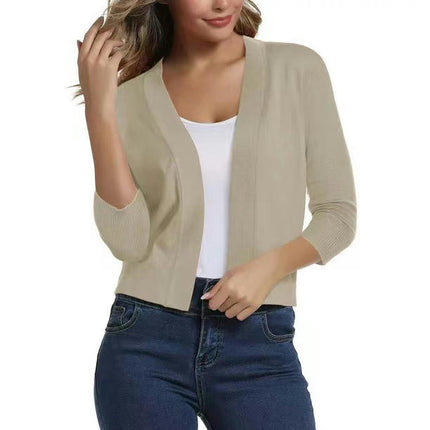 Women's Long Sleeve Short Cardigan Sweater Lightweight Knit Shrug Spring and Fall Jacket