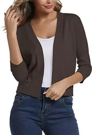 Women's Long Sleeve Short Cardigan Sweater Lightweight Knit Shrug Spring and Fall Jacket