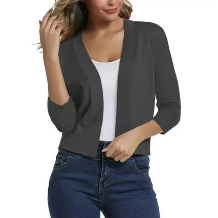 Women's Long Sleeve Short Cardigan Sweater Lightweight Knit Shrug Spring and Fall Jacket