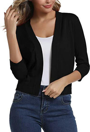 Women's Long Sleeve Short Cardigan Sweater Lightweight Knit Shrug Spring and Fall Jacket