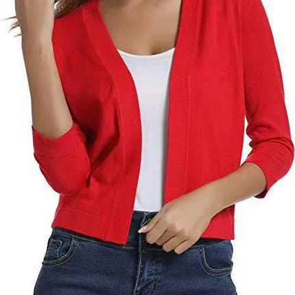 Women's Long Sleeve Short Cardigan Sweater Lightweight Knit Shrug Spring and Fall Jacket