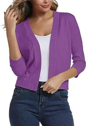 Women's Long Sleeve Short Cardigan Sweater Lightweight Knit Shrug Spring and Fall Jacket