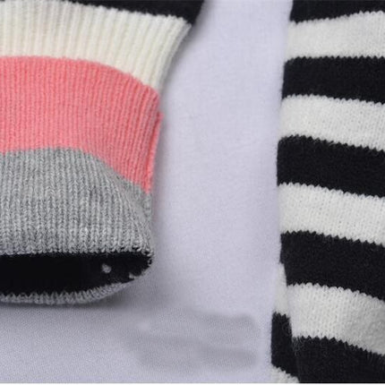 Women's Colorful Striped Sweater Round Neck Knit Sweater Pullover Patchwork Sleeve Sweater