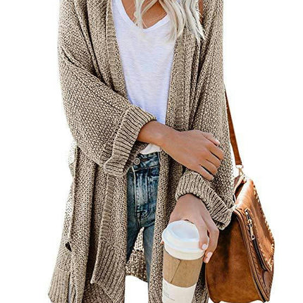 Women's Mid-length Large Size Coat Solid Color Loose Split Knit Sweater Cardigan