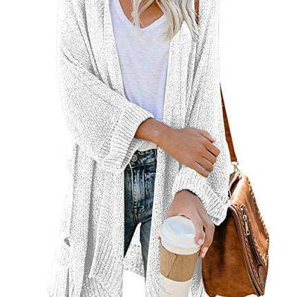 Women's Mid-length Large Size Coat Solid Color Loose Split Knit Sweater Cardigan