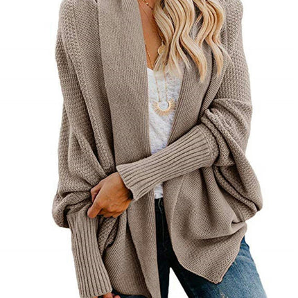 Women's Knitted Cardigan-Large Size Bat Sleeve Fashion Loose Sweater Jacket