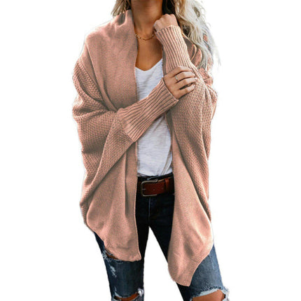 Women's Knitted Cardigan-Large Size Bat Sleeve Fashion Loose Sweater Jacket