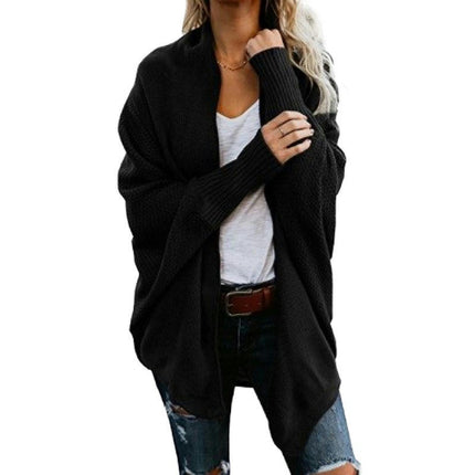 Women's Knitted Cardigan-Large Size Bat Sleeve Fashion Loose Sweater Jacket