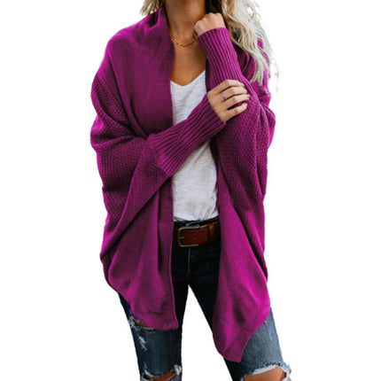 Women's Knitted Cardigan-Large Size Bat Sleeve Fashion Loose Sweater Jacket