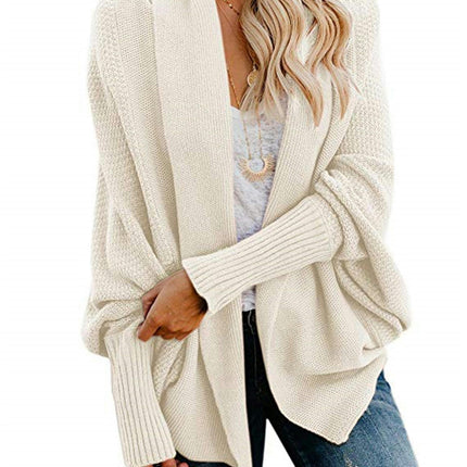 Women's Knitted Cardigan-Large Size Bat Sleeve Fashion Loose Sweater Jacket