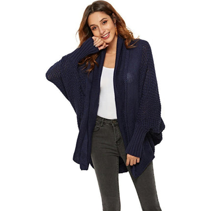 Women's Knitted Cardigan-Large Size Bat Sleeve Fashion Loose Sweater Jacket