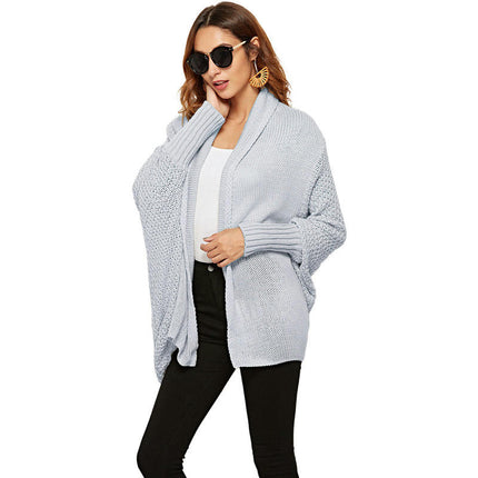 Women's Knitted Cardigan-Large Size Bat Sleeve Fashion Loose Sweater Jacket