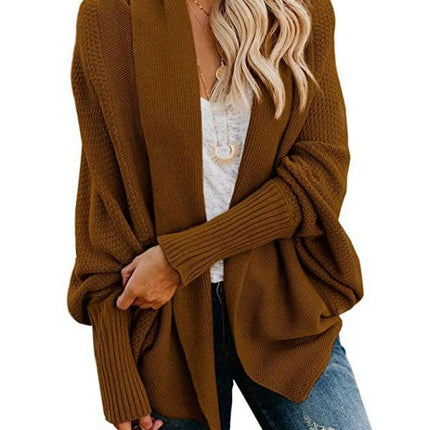 Women's Knitted Cardigan-Large Size Bat Sleeve Fashion Loose Sweater Jacket