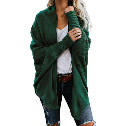 Women's Knitted Cardigan-Large Size Bat Sleeve Fashion Loose Sweater Jacket