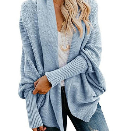 Women's Knitted Cardigan-Large Size Bat Sleeve Fashion Loose Sweater Jacket