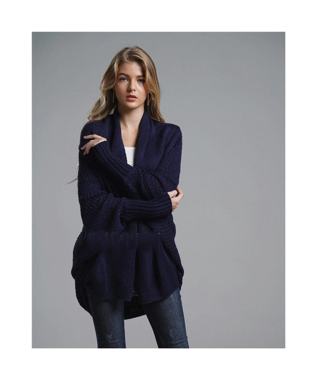 Women's Cardigan Batwing Sleeve Knit Oversized Long Cardigan Sweater Jacket