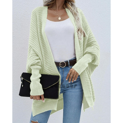 Women's Solid Color Batwing Twisted Knit Loose Oversized Silhouette Wrap Cardigan Sweater