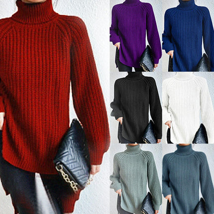 Womens Mock Turtleneck Sweater Knit Oversized Pullover Casual Loose Long Sleeve Tops