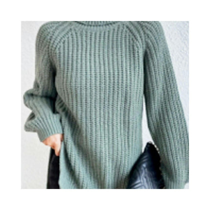 Womens Mock Turtleneck Sweater Knit Oversized Pullover Casual Loose Long Sleeve Tops