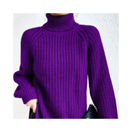 Womens Mock Turtleneck Sweater Knit Oversized Pullover Casual Loose Long Sleeve Tops